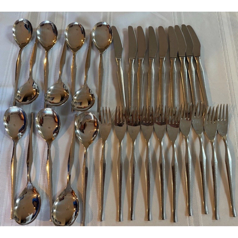VTG NICA Roneusil Rostfrei Stainless Flatware 31 Pc Set Germany MCM Modernist